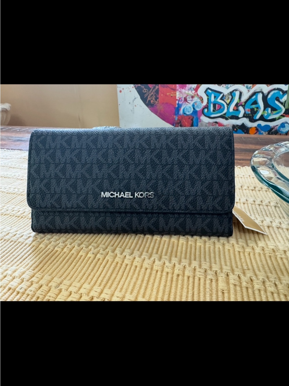 Michael Kors Black/Charcoal Signature Trifold Wallet